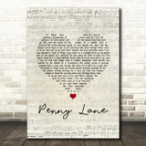 The Beatles Penny Lane Script Heart Song Lyric Music Art Print