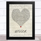 Beyoncé BIGGER Script Heart Song Lyric Music Art Print