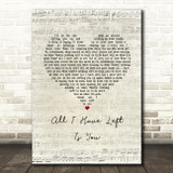 The Offspring All I Have Left Is You Script Heart Song Lyric Music Art Print