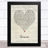 The Wolfe Tones Grace Script Heart Song Lyric Music Art Print