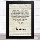 Trisha Yearwood Broken Script Heart Song Lyric Music Art Print