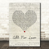 Bryan Adams with Rod Stewart & Sting All For Love Script Heart Song Lyric Music Art Print