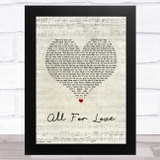 Bryan Adams with Rod Stewart & Sting All For Love Script Heart Song Lyric Music Art Print