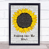 James Arthur Falling Like The Stars Grey Script Sunflower Song Lyric Print
