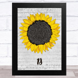One Direction 18 Grey Script Sunflower Song Lyric Music Art Print