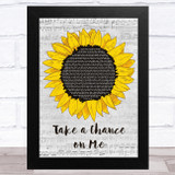 ABBA Take a Chance on Me Grey Script Sunflower Song Lyric Music Art Print