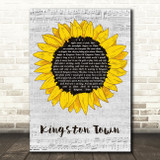 UB40 Kingston Town Grey Script Sunflower Song Lyric Music Art Print