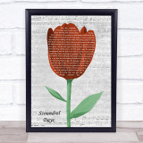 A-ha Scoundrel Days Grey Script Watercolour Tulip Song Lyric Print