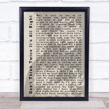 Bob Dylan Don't Think Twice It's All Right Shadow Song Lyric Quote Print