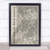 Bob Dylan Girl from the North Country Shadow Song Lyric Quote Print
