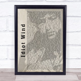 Bob Dylan Idiot Wind Shadow Song Lyric Quote Print