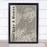 Bob Dylan Just Like A Woman Shadow Song Lyric Quote Print