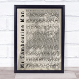 Bob Dylan Mr Tambourine Man Shadow Song Lyric Quote Print