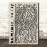 Bob Marley No Woman, No Cry Shadow Song Lyric Quote Print