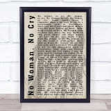 Bob Marley No Woman, No Cry Shadow Song Lyric Quote Print