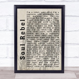 Bob Marley Soul Rebel Shadow Song Lyric Quote Print