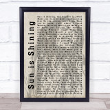 Bob Marley Sun is Shining Shadow Song Lyric Quote Print