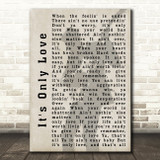 Bryan Adams It's Only Love Shadow Song Lyric Quote Print