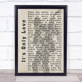 Bryan Adams It's Only Love Shadow Song Lyric Quote Print