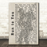 Bryan Adams Run to You Shadow Song Lyric Quote Print