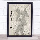 Bryan Adams Run to You Shadow Song Lyric Quote Print