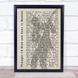 Bryan Adams Thought I'd Died and Gone to Heaven Shadow Song Lyric Quote Print