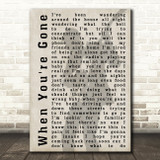 Bryan Adams When You're Gone Shadow Song Lyric Quote Print