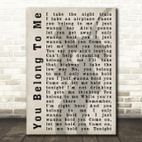 Bryan Adams You Belong To Me Shadow Song Lyric Quote Print