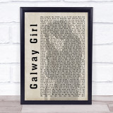 Ed Sheeran Galway Girl Shadow Song Lyric Quote Print