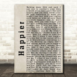 Ed Sheeran Happier Shadow Song Lyric Quote Print