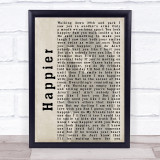 Ed Sheeran Happier Shadow Song Lyric Quote Print