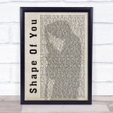 Ed Sheeran Shape Of You Shadow Song Lyric Quote Print