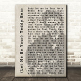 Elvis Presley (Let Me Be Your) Teddy Bear Face Shadow Song Lyric Quote Print