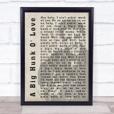 Elvis Presley A Big Hunk O' Love Face Shadow Song Lyric Quote Print