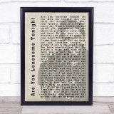 Elvis Presley Are You Lonesome Tonight Face Shadow Song Lyric Quote Print