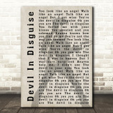 Elvis Presley Devil In Disguise Pose Shadow Song Lyric Quote Print