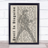 Elvis Presley Devil In Disguise Pose Shadow Song Lyric Quote Print