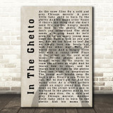 Elvis Presley In The Ghetto Pose Shadow Song Lyric Quote Print