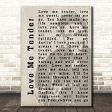 Elvis Presley Love Me Tender Face Shadow Song Lyric Quote Print