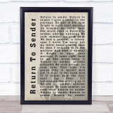 Elvis Presley Return To Sender Face Shadow Song Lyric Quote Print