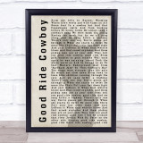 Garth Brooks Good Ride Cowboy Shadow Song Lyric Quote Print