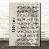 George Michael Older Shadow Song Lyric Quote Print