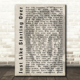 John Lennon Just Like Starting Over Shadow Song Lyric Quote Print
