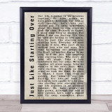 John Lennon Just Like Starting Over Shadow Song Lyric Quote Print