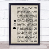 Michael Jackson Ben Shadow Song Lyric Quote Print