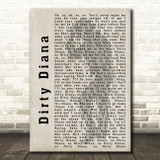 Michael Jackson Dirty Diana Shadow Song Lyric Quote Print