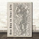 Michael Jackson One Day in Your Life Shadow Song Lyric Quote Print