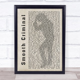 Michael Jackson Smooth Criminal Shadow Song Lyric Quote Print