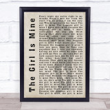 Michael Jackson The Girl Is Mine Shadow Song Lyric Quote Print