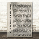 Phil Collins I Wish It Would Rain Down Shadow Song Lyric Quote Print